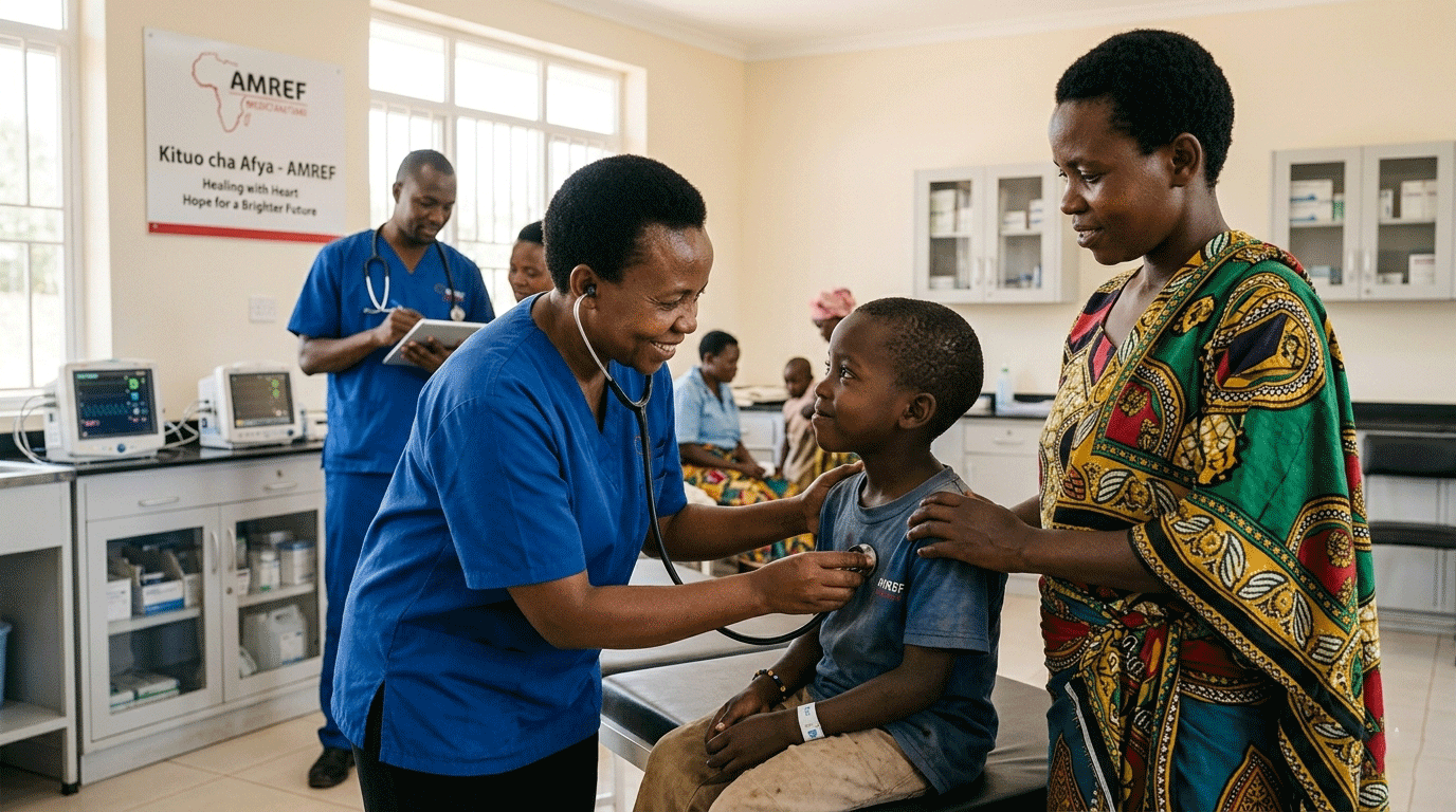 Healthcare worker treating a child patient