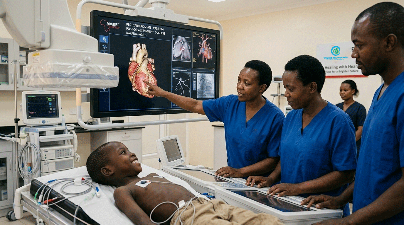 Child receiving heart condition support